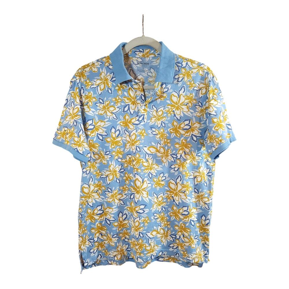 Bonobos Standard Fit Short Sleeve Pique Knit Floral Polo Golf Shirt Men's S